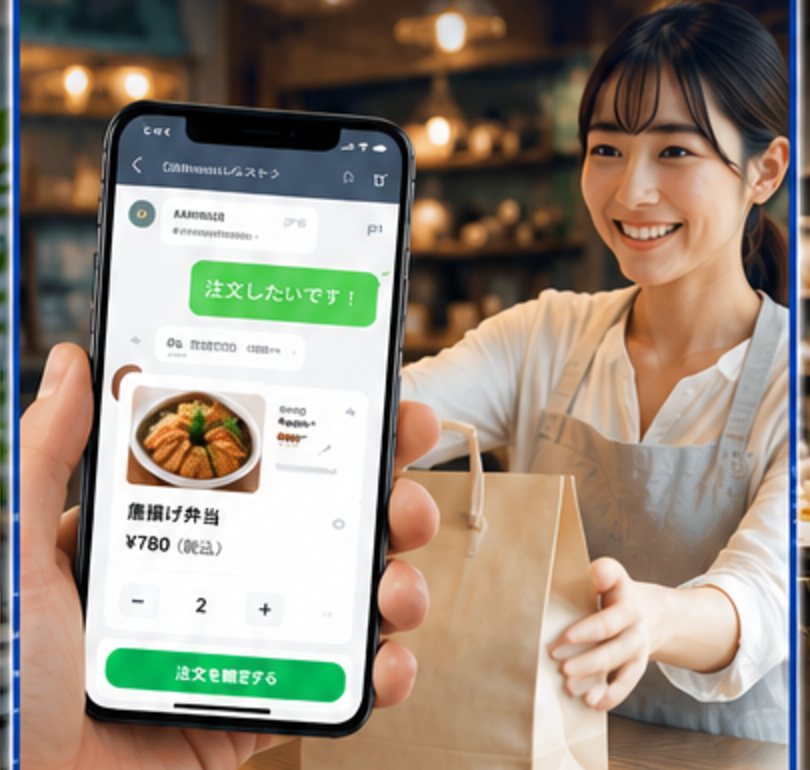 LINEで注文を受け取る店舗スタッフ